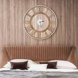 20-inch Classic Farmhouse Natural Wood Roman Numerals Wall Clock