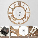 20-inch Classic Farmhouse Natural Wood Roman Numerals Wall Clock