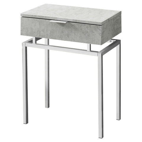 24in Modern End Table 1 Drawer Nightstand Grey with Chrome Metal Legs