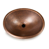 Hammered Copper Oval Bathroom Sink Vessel 17 x 13 inch