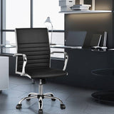 Black Faux Leather High Back Modern Classic Office Chair with Armrests