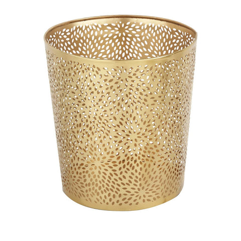 1.3 Gallon Round Perforated Copper Gold Metal Waste Basket Trash Can