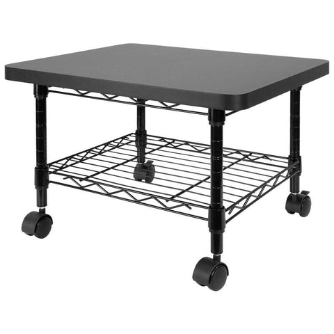 Multipurpose Black Metal 2-Tier Mobile Under Desk Printer Stand Cart w/ Casters
