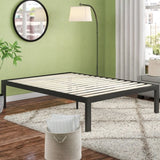Queen 18 Inch Easy Assemble Metal Platform Bed Frame with Wood Slats
