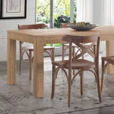 Modern Farmhouse 63-inch Solid Wood Dining Table in Rustic Light Brown Finish