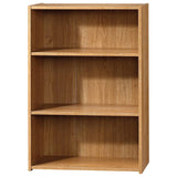 Modern 3-Shelf Bookcase with 2 Adjustable Shelves in Oak Wood Finish