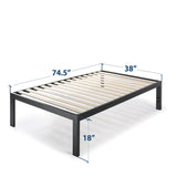 Twin size 18 Inch Easy Assemble Metal Platform Bed Frame Wooden Slats