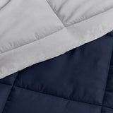 Twin/Twin XL 2-Piece Microfiber Reversible Comforter Set in Navy Blue/Grey