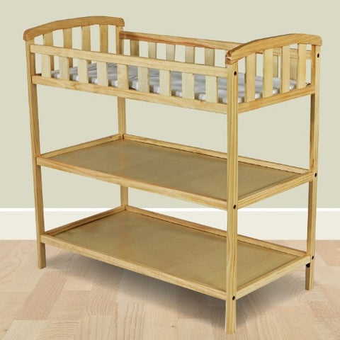 Natural Finish Wood Baby Furniture Changing Table with Safety Rail