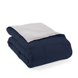 King/Cal King 3-Piece Microfiber Reversible Comforter Set in Navy/Grey