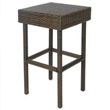 Outdoor 3-Piece PE Wicker Bar Set with Table and Stools