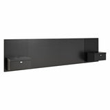 King size Modern Wall Mounted Floating Headboard with Nightstands in Black