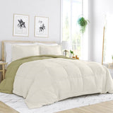 King/Cal King 3-Piece Microfiber Reversible Comforter Set in Sage Green/Cream