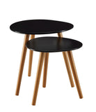 Set of 2 - Modern Mid-Century Style Nesting Tables End Table in Black