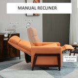 Modern Upholstered Manual Reclining Sofa Chair w/ Armrest and Footrest Orange