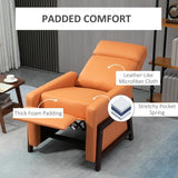 Modern Upholstered Manual Reclining Sofa Chair w/ Armrest and Footrest Orange