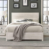 FarmHome Off White Solid Pine Platform Bed in Queen Size