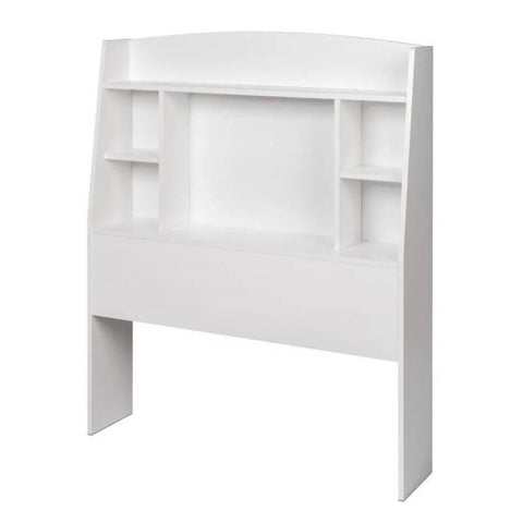Twin size Bookcase Storage Headboard in White Wood Finish