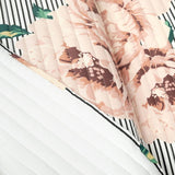 King Size Polyester Black White Striped Rose Floral 3 Piece Quilt Set