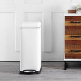 8-Gallon Retro Stainless Steel Step-On Trash Can in White Finish