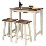 3 Piece Farmhouse Counter Height Kitchen Pub Table Set with 2 Saddle Bar Stools
