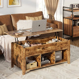 Rustic FarmHouse Tan Wooden Lift Top Coffee Table