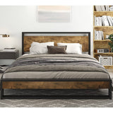 Queen Modern Farmhouse Platform Bed Frame with Wood Panel Headboard Footboard