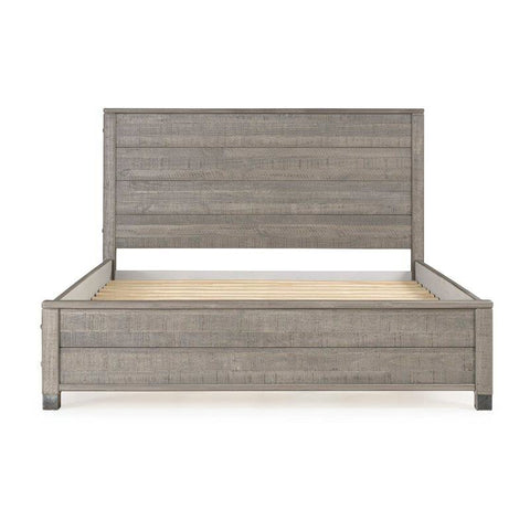 Queen Solid Wooden Platform Bed Frame with Headboard in Grey Wood Finish