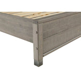 Queen Solid Wooden Platform Bed Frame with Headboard in Grey Wood Finish