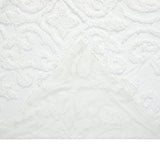 Queen Size OverSized 100% Cotton Chenille 3 PCS Coverlet Bedspread Set in White
