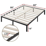 Queen Heavy Duty Metal Platform Bed Frame with Wood Slats 3,500 lbs Weight Limit