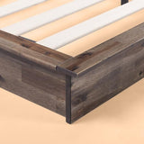 Queen size Farmhouse Wood Industrial Low Profile Platform Bed Frame