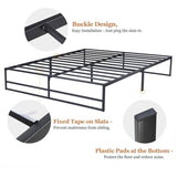 Queen Size Black Metal Platform Bed Frame with Under-Bed Storage Space