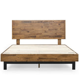 Rustic FarmHome Low Profile Pine Slatted Platform Bed in Queen