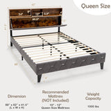 Queen Size Velvet Upholstered Open/Close Storage Headboard Platform Bed