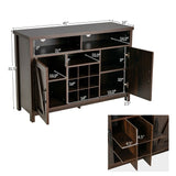 Rustic Espresso Detachable 9 Bottle Wine Rack Kitchen Buffet Storage Cabinet