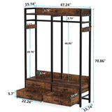 Heavy Duty Brown Black Garment Rack Clothes Hanging Rod with 4 Storage Drawers
