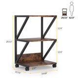 Modern Industrial Metal Wood 3-Tier Printer Stand Office Storage Cart on Wheels