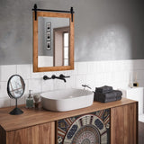 30 x 22 Inch Rustic FarmHouse Wall Mounted Bathroom Mirror