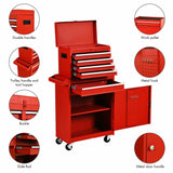 Red Heavy Duty Steel Lockable Rolling Tool Chest Mobile Garage Storage Cart