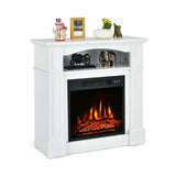 32 inch 1,400 Watt Electric TV Stand Fireplace with Shelf White