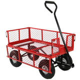 Heavy Duty Red Wheelbarrow Steel Log Garden Cart