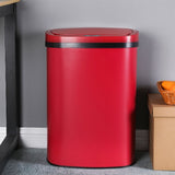 Red 13 Gallon Stainless Steel Motion Sensor Trash Can