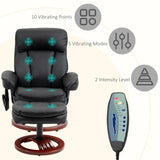 Adjustable Black Faux Leather Electric Remote Massage Recliner Chair w/ Ottoman