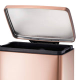 Stainless Steel 13-Gallon Kitchen Trash Can with Step Lid in Copper Rose Gold