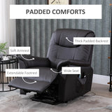 Brown Electric PU Leather Power Lift Chair with Remote Control & Side Pockets