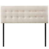 Full size Modern Ivory Fabric Upholstered Button Tufted Headboard