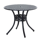 Round Metal 36-inch Outdoor Patio Table in Black Cast Aluminum