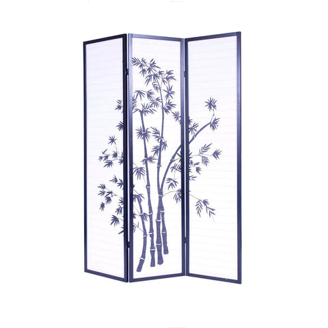 3-Panel Asian Shoji Screen Room Divider with Bamboo Print