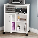 Modern Home Office Printer Stand Cart with Casters in White